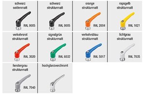 Klemmhebel Zinkdruckguss mit Innengewinde und Spannkraftverstärker, Gewindeeinsatz Edelstahl